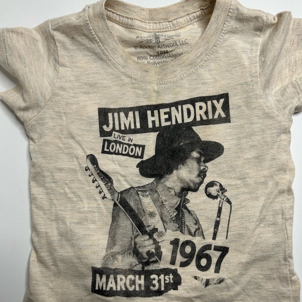 Jimi Hendrix Graphic Kids T-Shirt - Cream